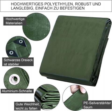 PLANDEKA OCHRONNA PŁACHTA z przelotkami 5x 6M przeciwdeszczowa ogrodowa