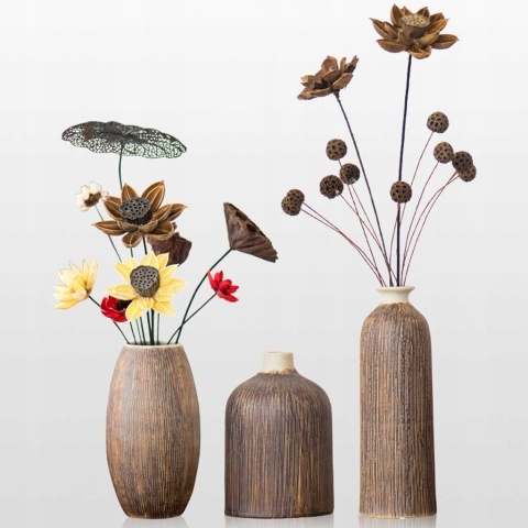 WAZON BOHO CERAMICZNY beżowy butelka na kwiaty wabi sabi 27 cm