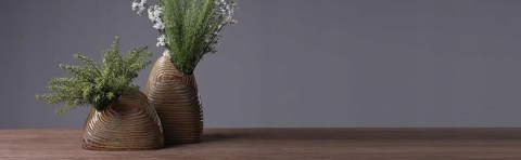 WAZON BRĄZOWY ceramiczny dekoracja szkliwiony owalny na kwiaty uniwersalny