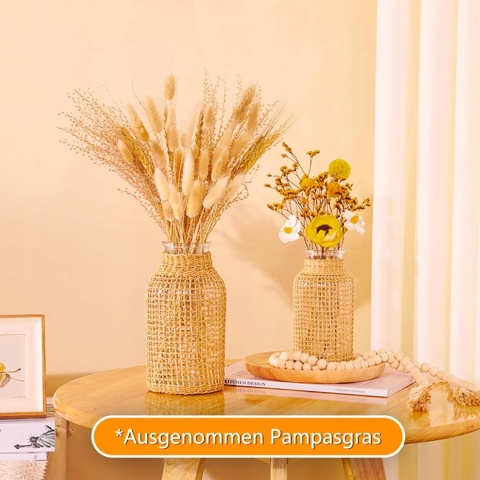 WAZON SZKLANY pleciony rattanowy ZESTAW 2 szt butelka boho rustykalny
